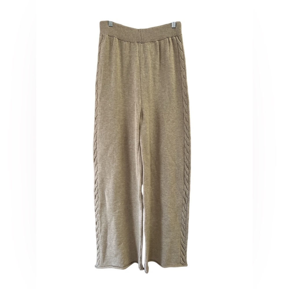 Cream tan knit sweater lounge pants sweats - Picture 1 of 3